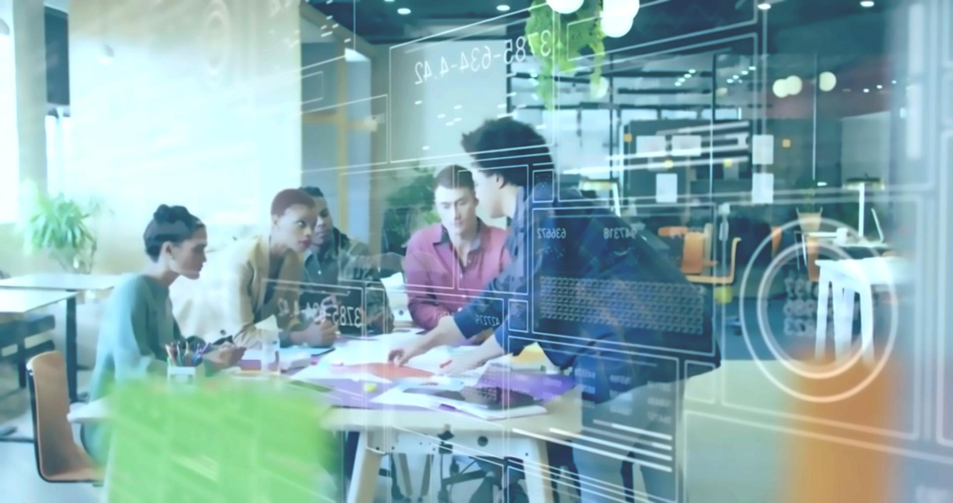 Professional team collaboration environment showcasing custom software development process