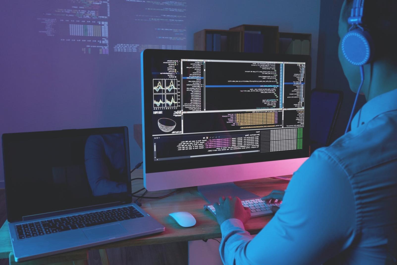 Software development team collaborating on custom business solutions